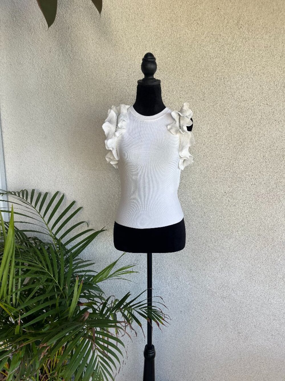 White ruffle top